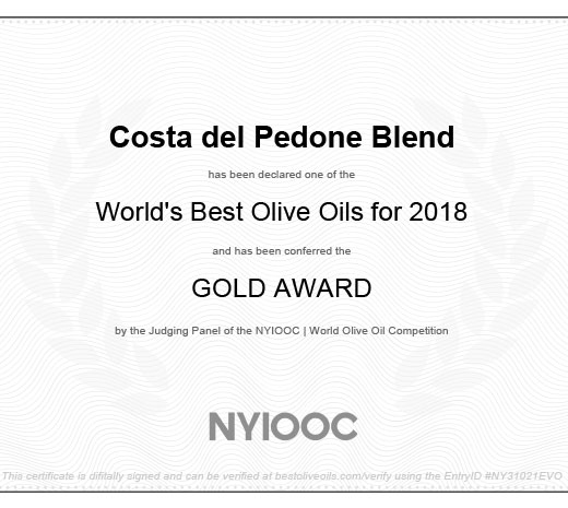 Blend Gold AWARD 2018 New York International Olive Oil Competition